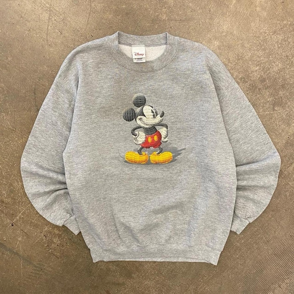 Vintage Disney Mickey Mouse Center Logo 2000s Y2K Crewneck Sweatshirt Size M